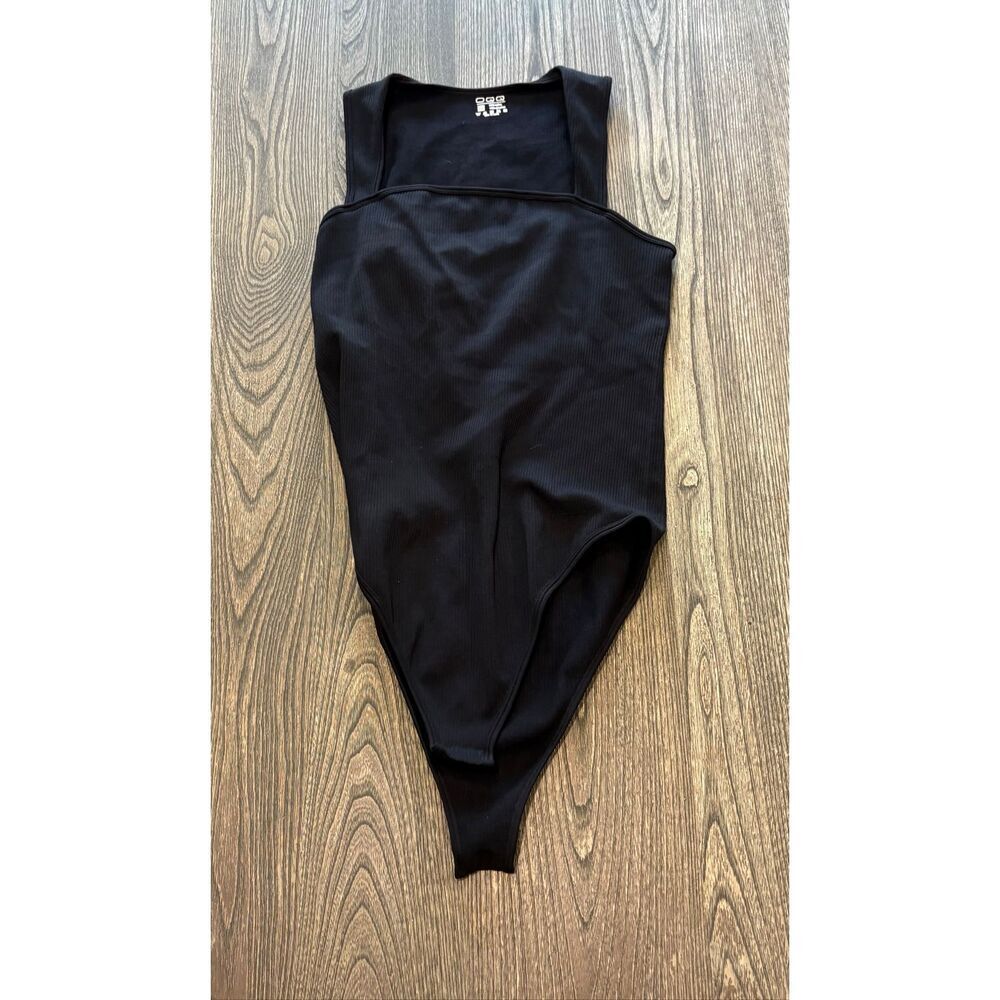 OQQ Strappy Square Neck Sleeveless Tummy Control Tank Tops Bodysuits Black XL